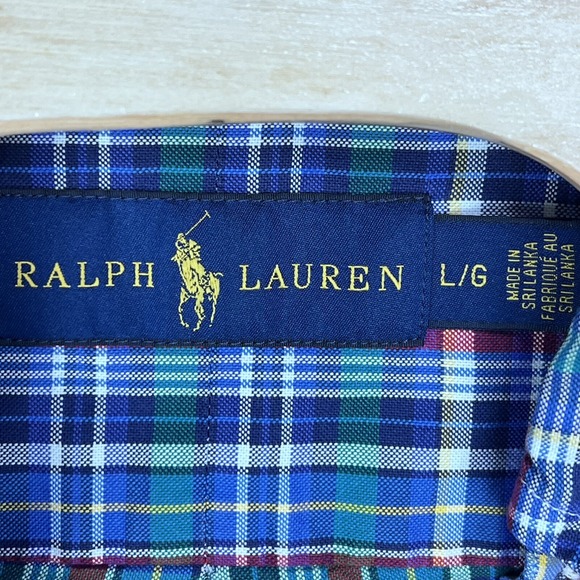 Ralph Lauren Men Large‎ Cotton Plaid Multicolor Long Sleeve Button Down Shirt - Picture 4 of 5